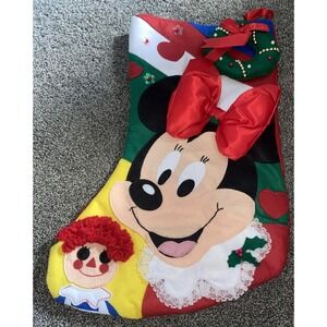 Vintage DISNEY MINNIE MOUSE Felt Christmas Stocking Appliqué 3D